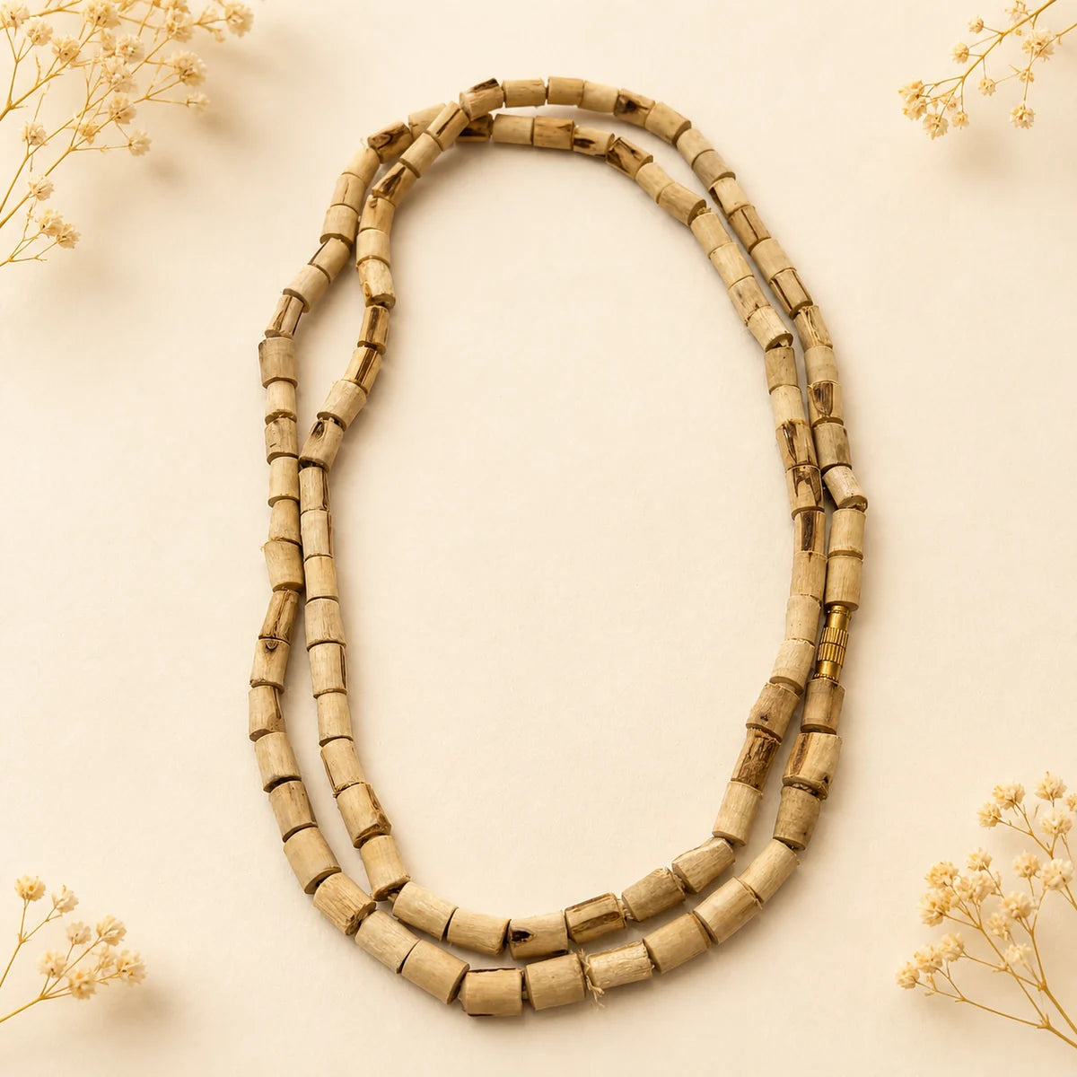 2 Round Tulsi Kanthi Mala 6mm – Pure Tulsi Necklace for Devotional Wear