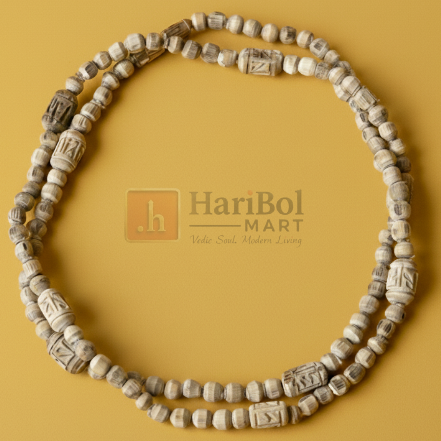 1 Round ISKCON Tulsi Kanthi Mala | Radha Naam Carving Beads 5mm