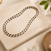 2 Round Tulsi Kanthi Mala – Black & White Crystal Designer Necklace | HariBol Mart