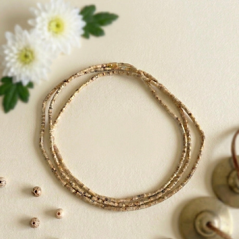 3 Round Tulsi Kanthi Mala with Cylindric Beads (4mm)