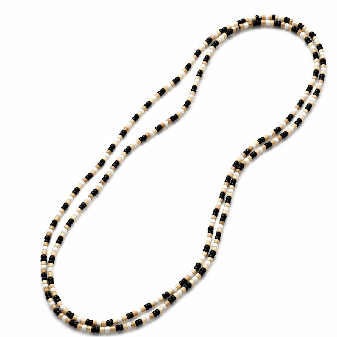 2 Round Tulsi Kanthi Mala – Black & White Crystal Designer Necklace | HariBol Mart