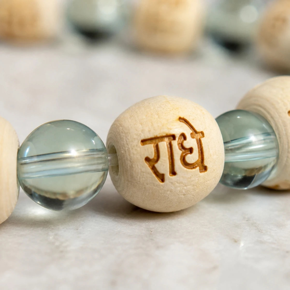 Radha Naam Wood Crystal Bracelet | Natural Devotional Bracelet for Daily Bhakti