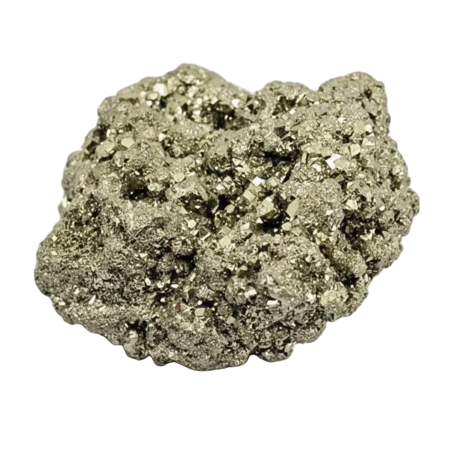Pyrite crystal on a white background