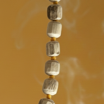 Radha Naam Tulsi Locket Mala - Handcrafted 9mm Vrindavan Basil Wood Beads