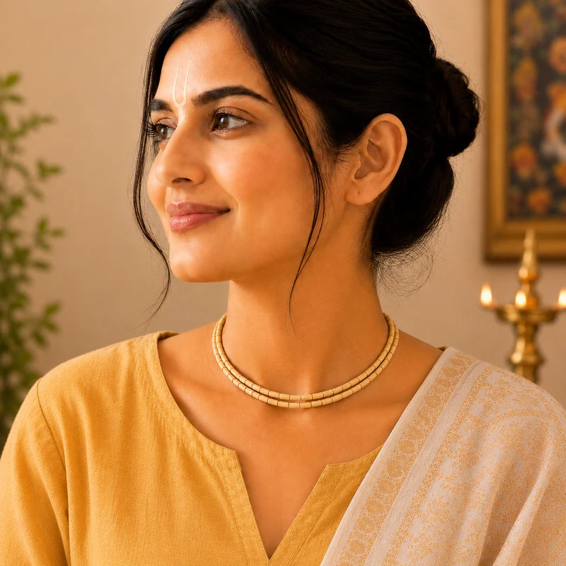 2 Round Tulsi Kanthi Mala 2mm – Pure Vrindavan Tulsi Necklace