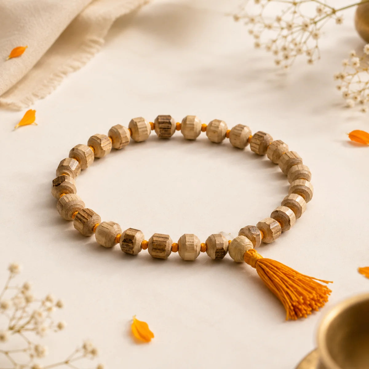 Tulsi Japa Mala 27+1 Beads 10mm – Quarter Mala for Meditation & Chanting