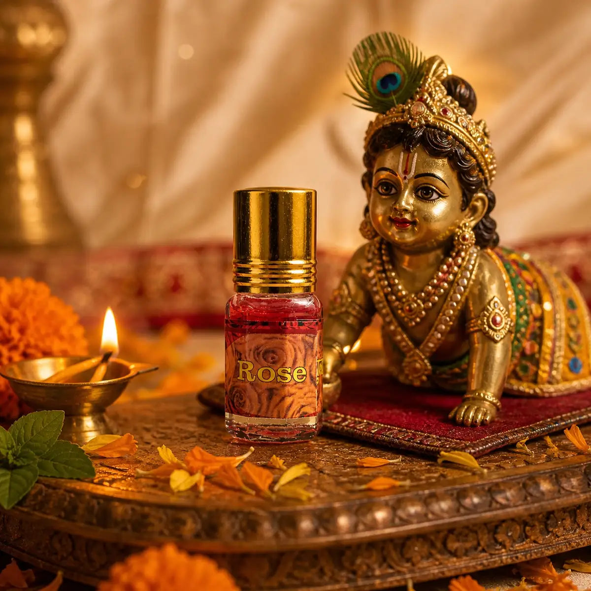 Laddu Gopal Itra - Gulab (Rose) | 100% Pure Natural Attar for Thakur Ji Seva