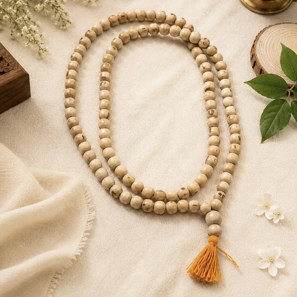 Premium Tulsi Japa Mala 108+1 Beads 10mm – Tulsi Mala for Meditation & Japa