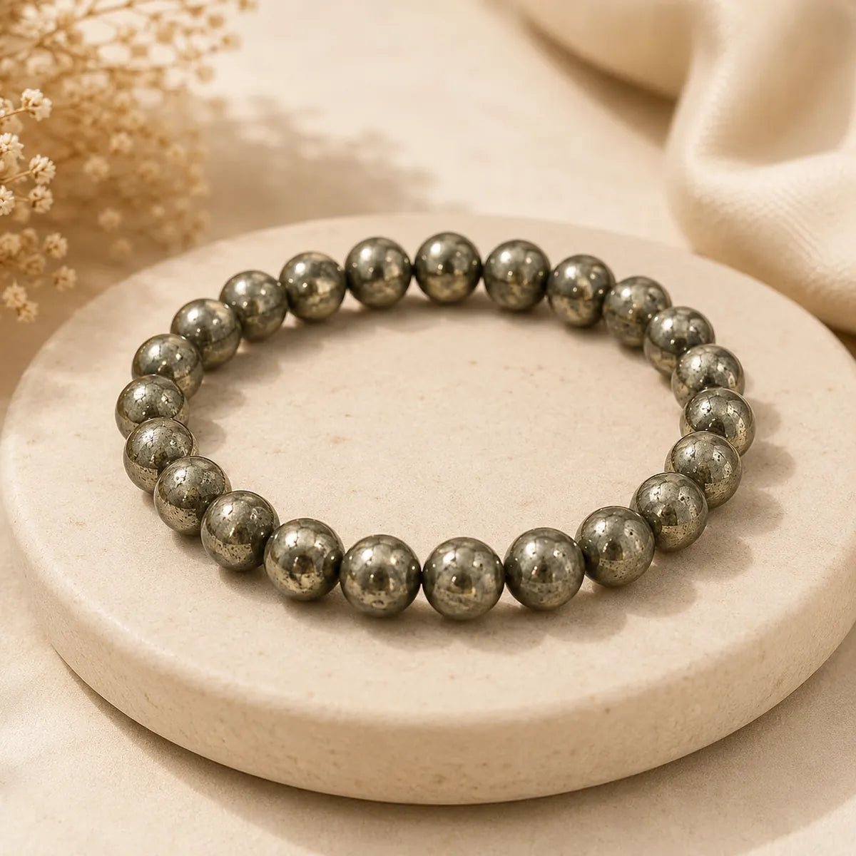 Pyrite Bracelet 8mm – Natural Crystal Bracelet for Wealth & Positive Energy