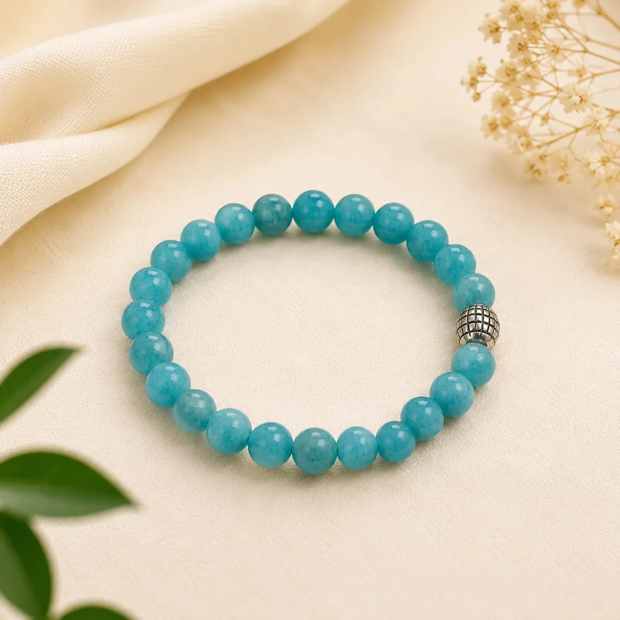 Blue Apatite Bracelet – Natural 8mm Healing Crystal Gemstone | Premium Quality | Lab Certified