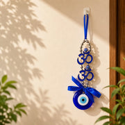 Om Evil Eye Nazar Battu Hanging for Home, Office & Shop Entrance | Blue Feng Shui Vastu Wall Hanging