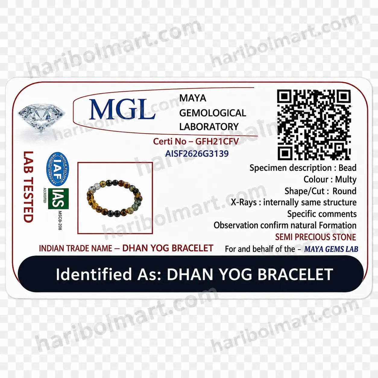 Dhan Yog Bracelet – Lab-Certified Natural Wealth & Prosperity Crystal Bracelet