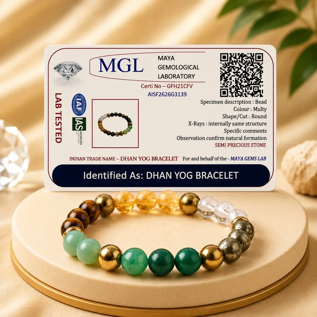 Dhan Yog Bracelet – Lab-Certified Natural Wealth & Prosperity Crystal Bracelet