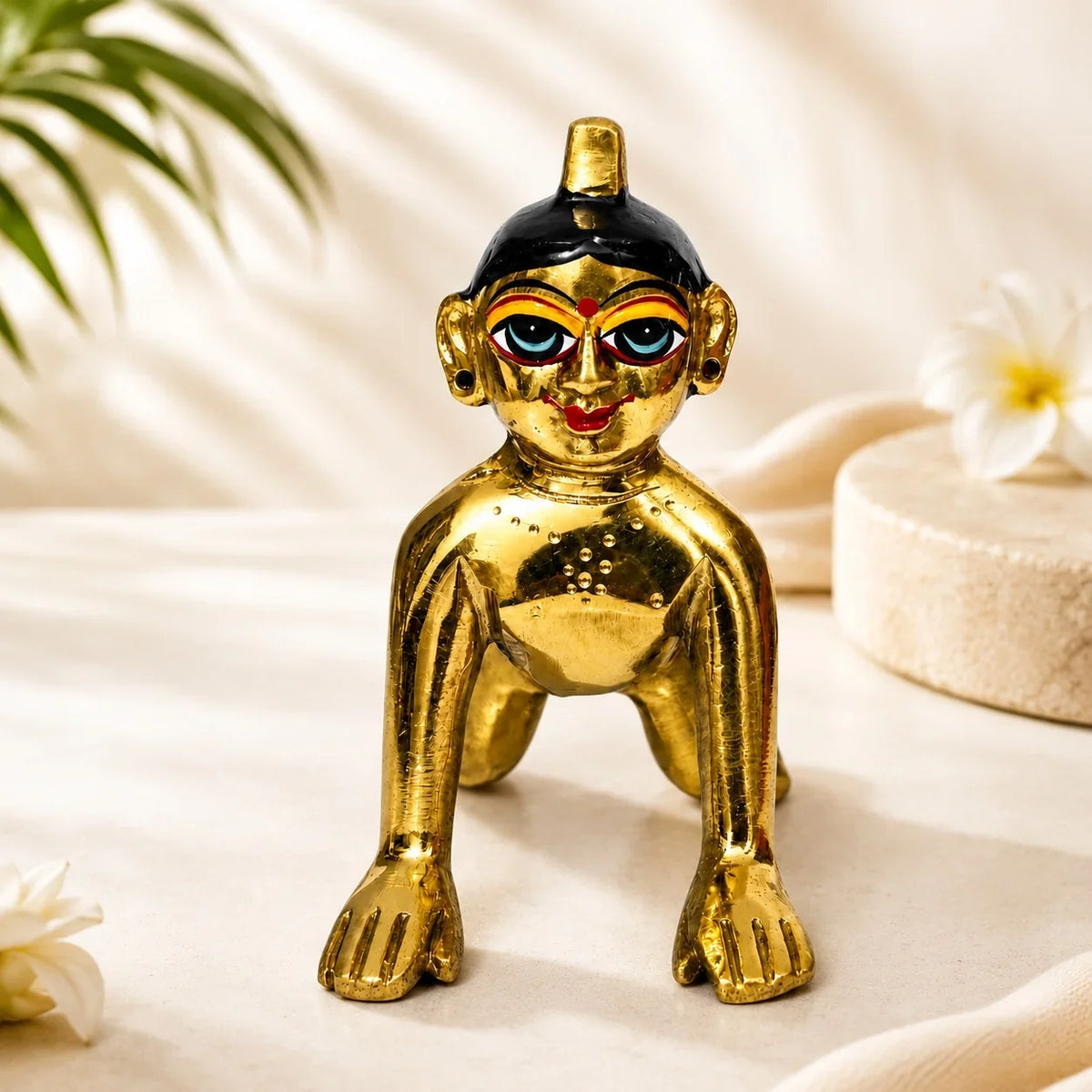 Close-up detailing of Brass Radha Rani Murti No. 4