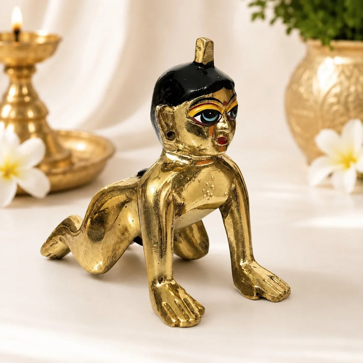 Brass Radha Rani Murti No. 4 for home temple - HariBol Mart