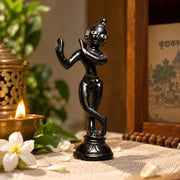 Ashtadhatu Black Krishna Idol - Banke Bihari Ji Style Murti - HariBol Mart