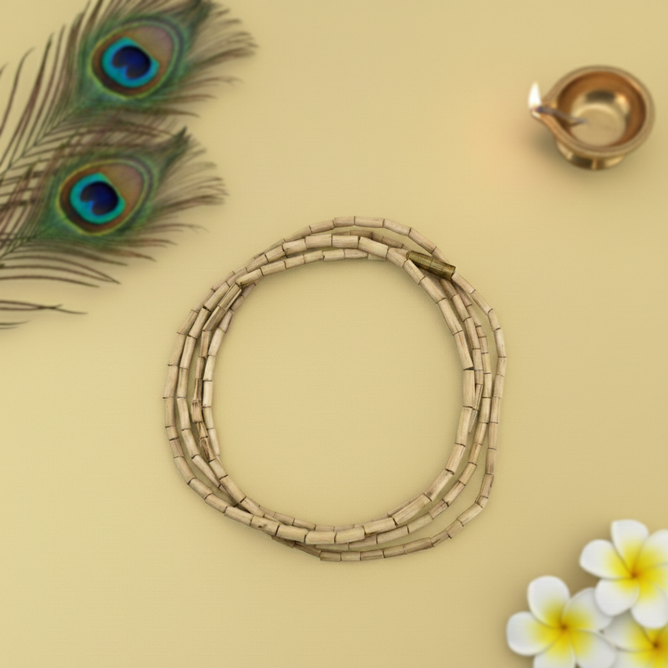 2 Round Tulsi Kanthi Mala with Cylindrical Tube Beads (3mm)