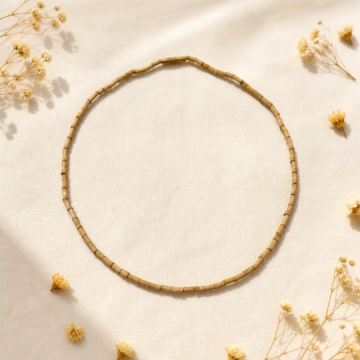 1 Round Tulsi Kanthi Mala 3mm – Cylindrical Beads Pure Tulsi Necklace