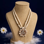 Double Layer Tulsi Locket Mala with Shri Radha flower pendant