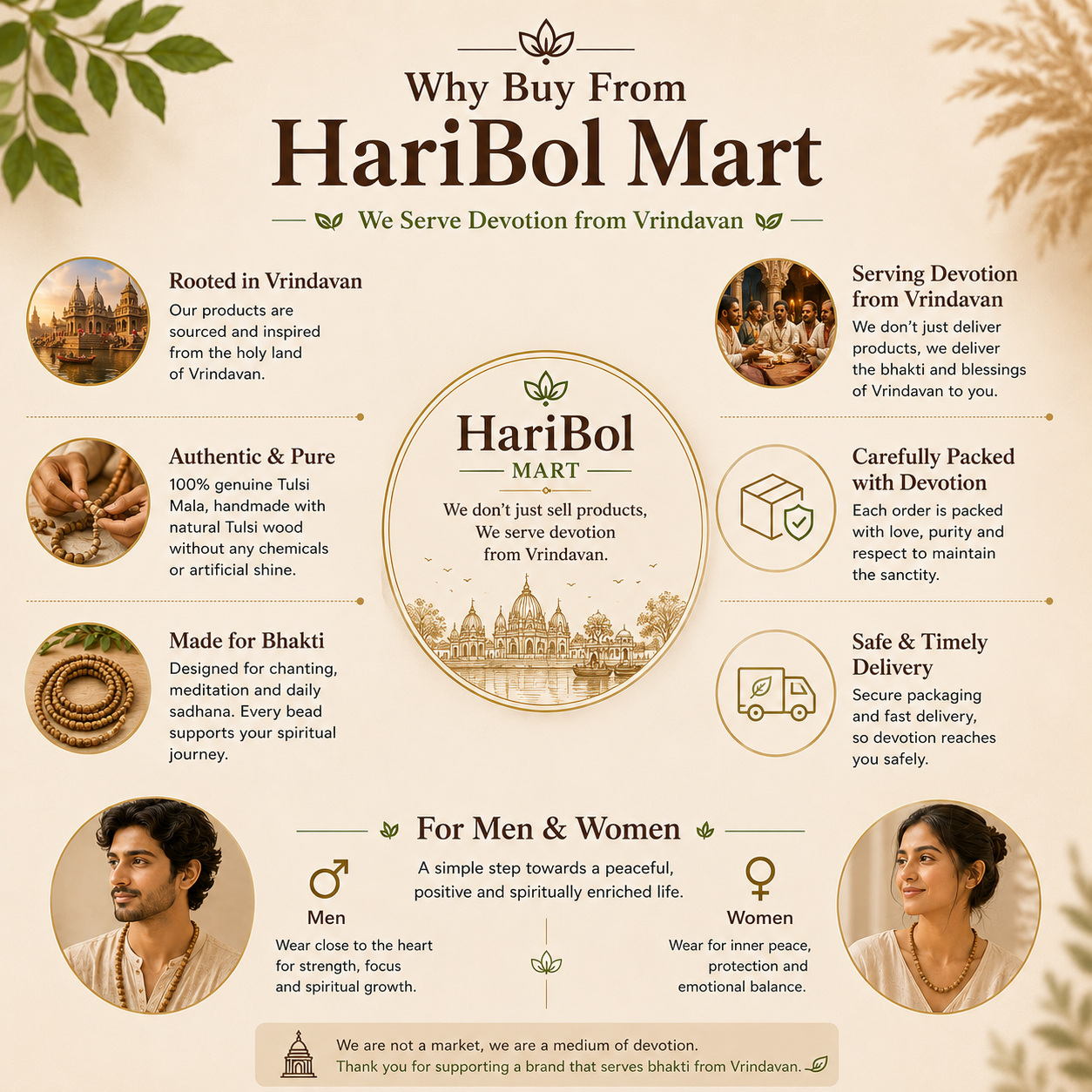 HariBol Mart Tulsi Kanthi Mala product information and features card