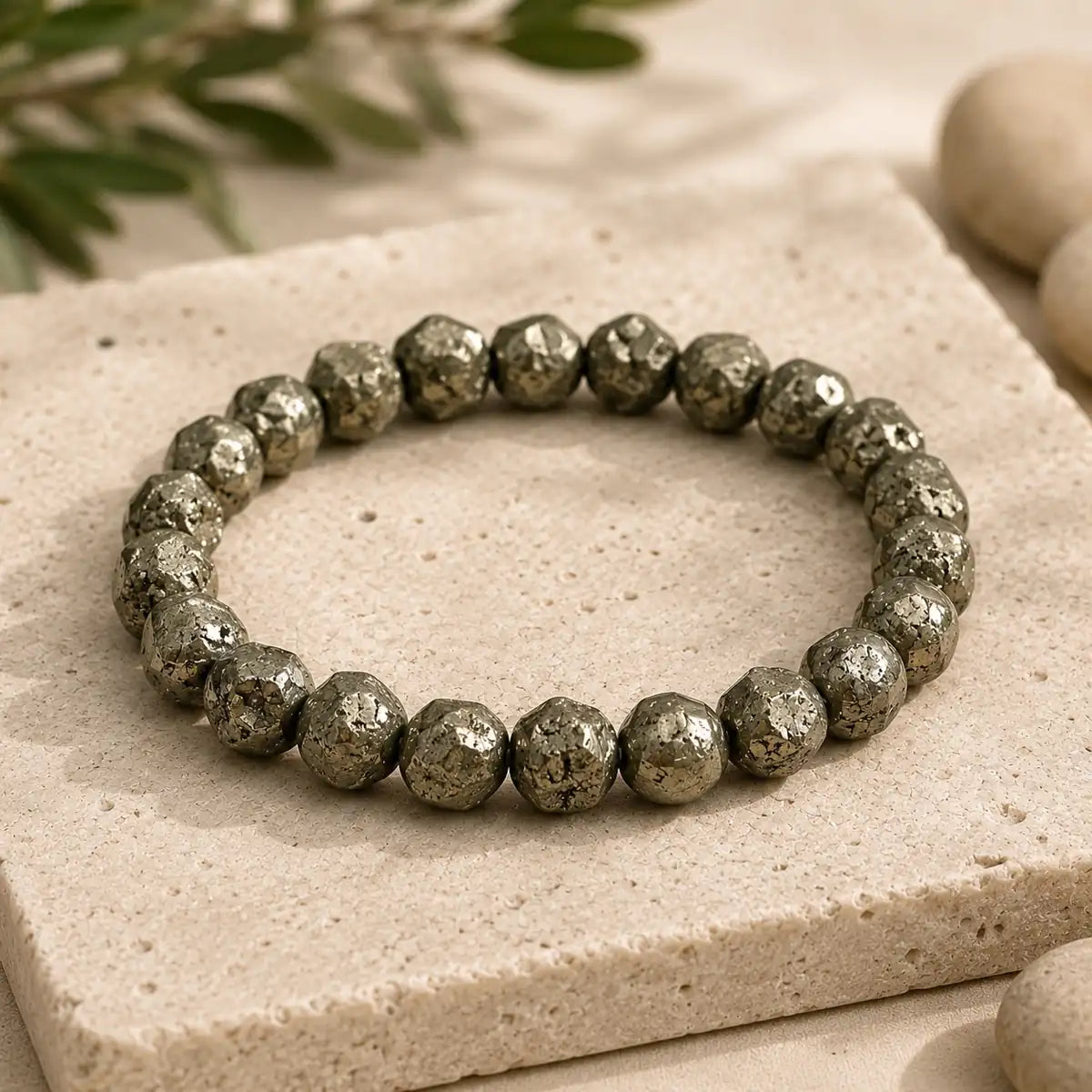 Lab Certified Raw Pyrite Bracelet made with genuine natural Pyrite stones for daily wear by HariBol Mart.