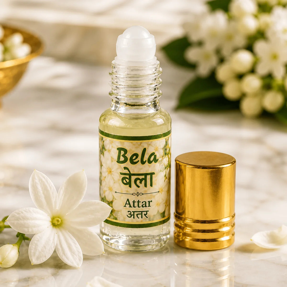 Laddu Gopal Bela Itra made with 100% pure natural floral attar for Thakur Ji Seva, daily puja, and devotional offerings by HariBol Mart.
