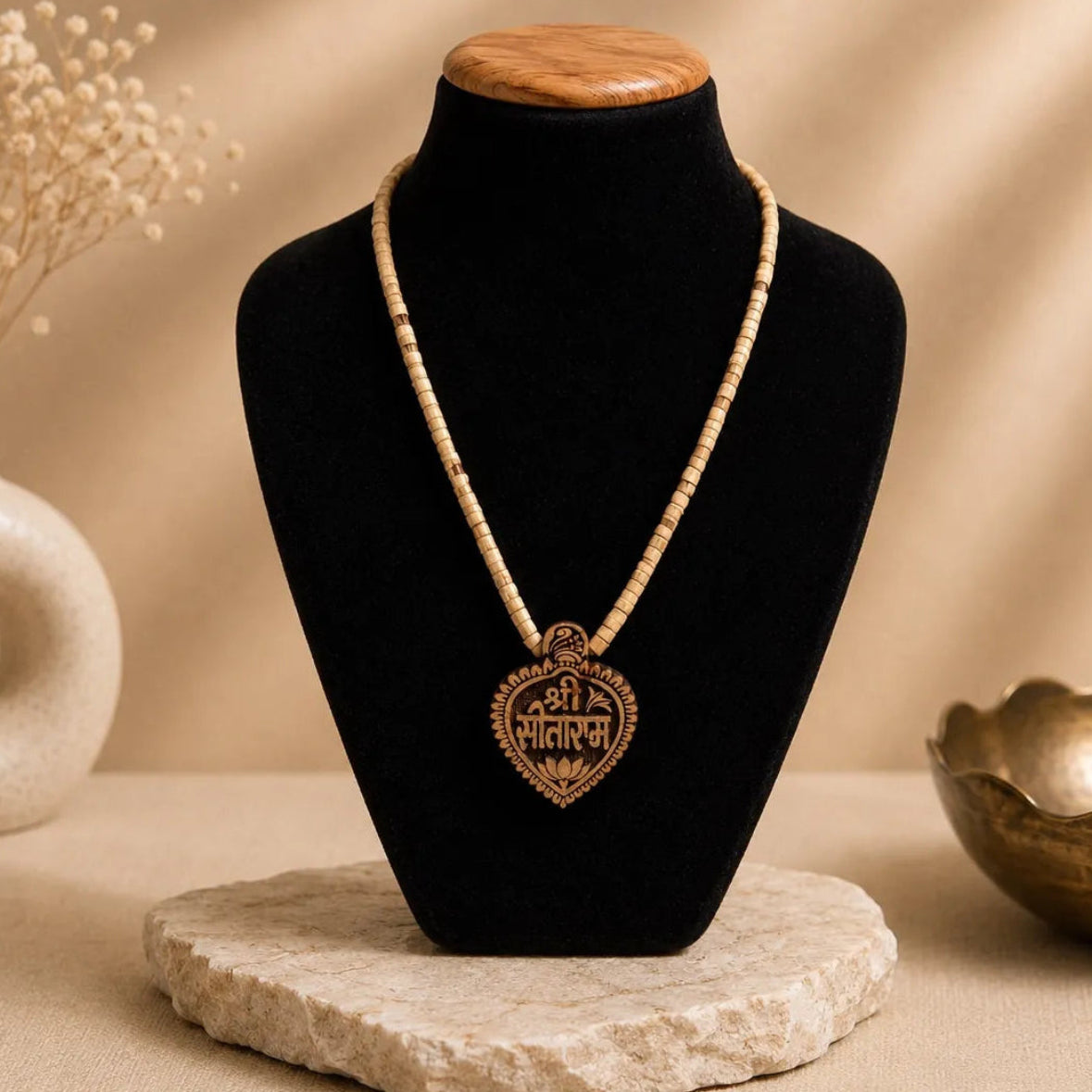 Shri Sita Ram Tulsi Locket Mala with hand-car