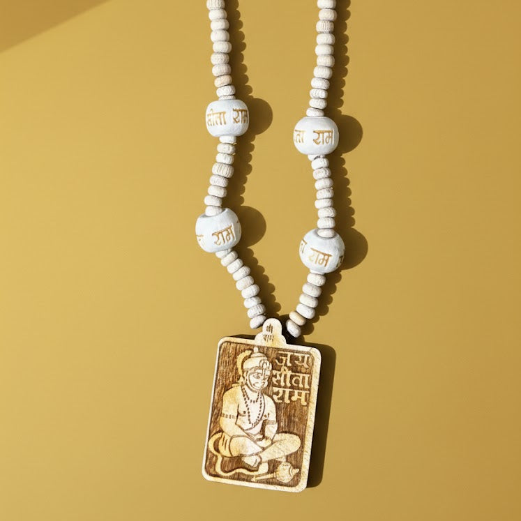 Bageshwar Dham Tulsi Mala with Hanuman Ji Pendant & Ram Naam Beads