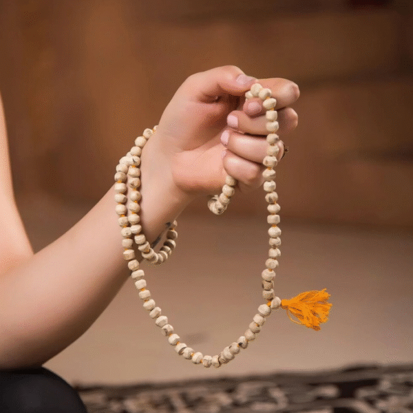 108+1 Knotted Beads Natural Tulsi Japa Mala (9mm) from Vrindavan for Krishna Meditation & Chanting