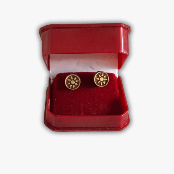 Pure Tulsi Wood Earrings – Handmade Floral Design Spiritual Tulasi Ear Studs for Women & Girls