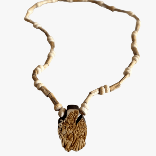 Shri Radha Krishna Tulsi Pendant Kanthi Mala – Pure Holy Basil Necklace for Daily Devotion & Bhakti Wear