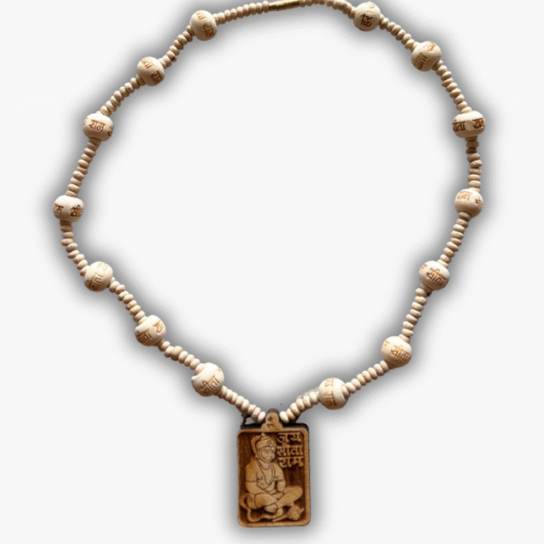 Pure Tulsi Kanthi Mala with Hanuman Ji Locket – Sita Ram Naam Brown Tulsi Beads Necklace for Spiritual Wear (Unisex)