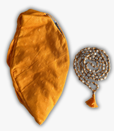 Tulsi Beads Mala Placed Inside Gomukhi Bag – Ideal for Krishna Bhakti & Meditation